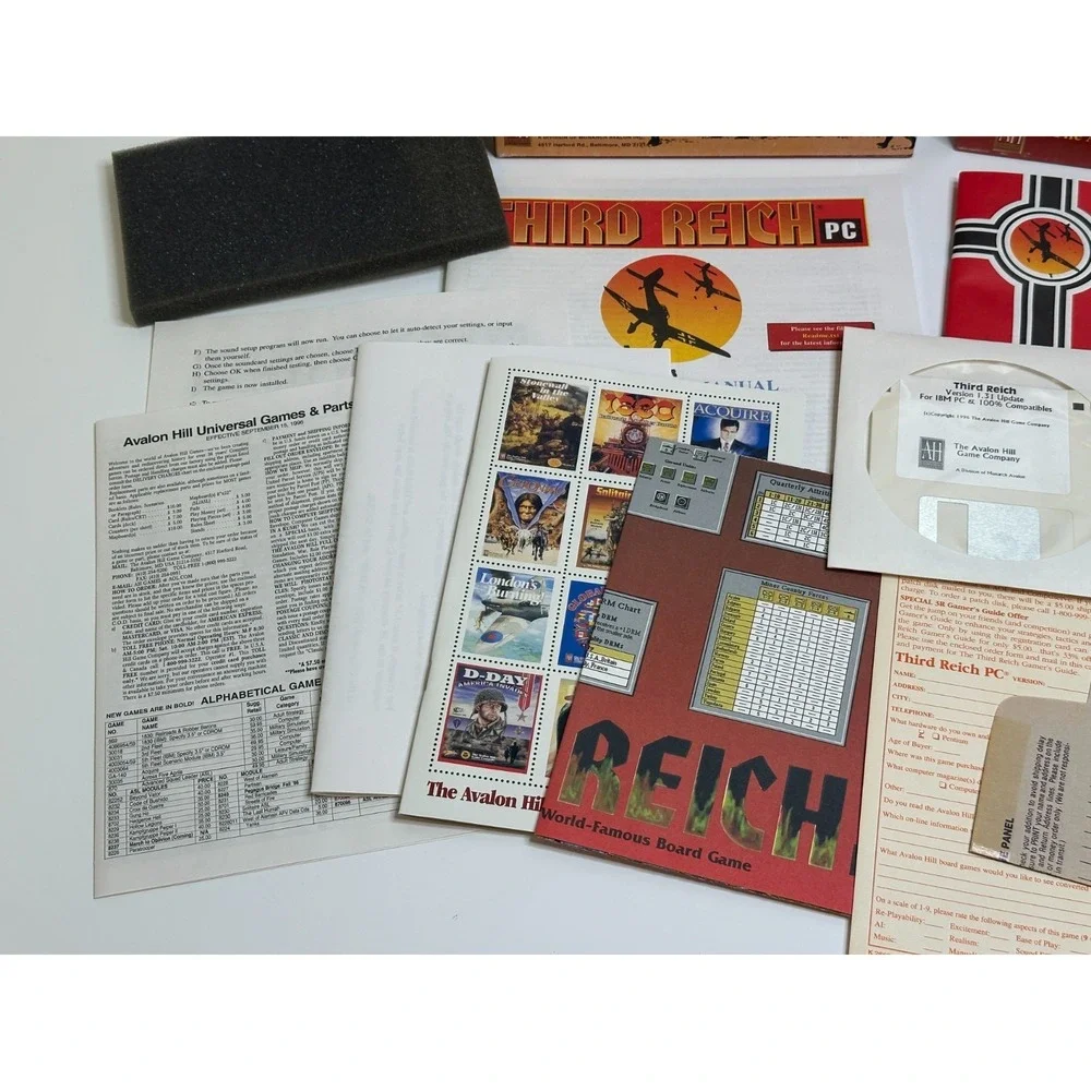 Third Reich PC Game 1996 BIG BOX AVALON HILL WORLD WAR II True Complete NM